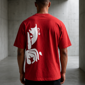 Edgy Urban Silence Print Oversized T-Shirt