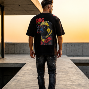 Pug Graphic French Terry Oversized Tee